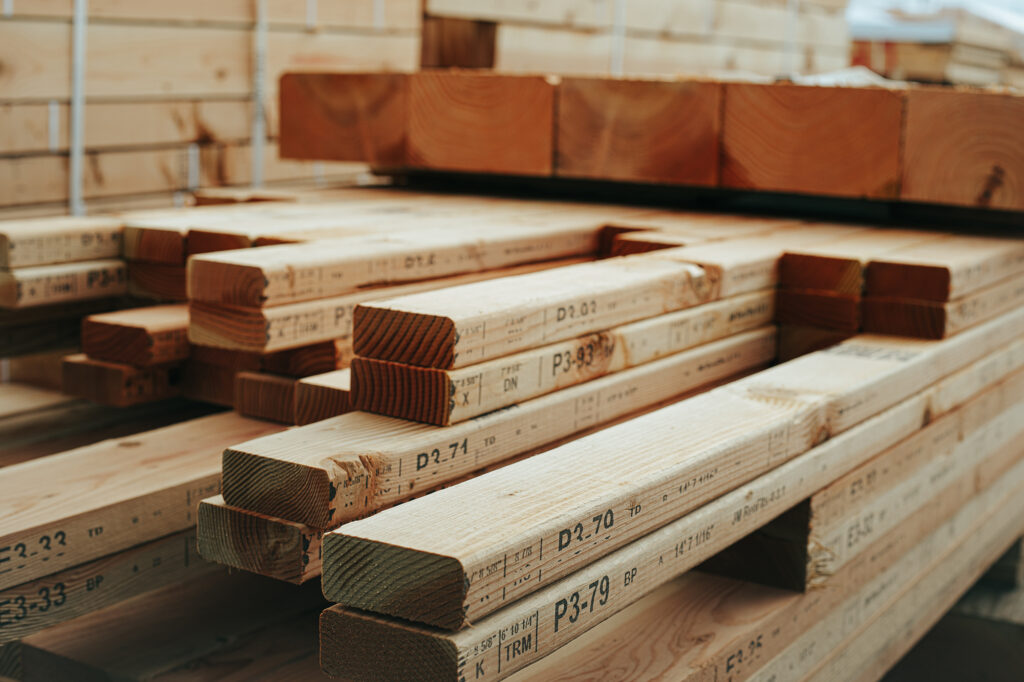 Wall panel lumber stacked